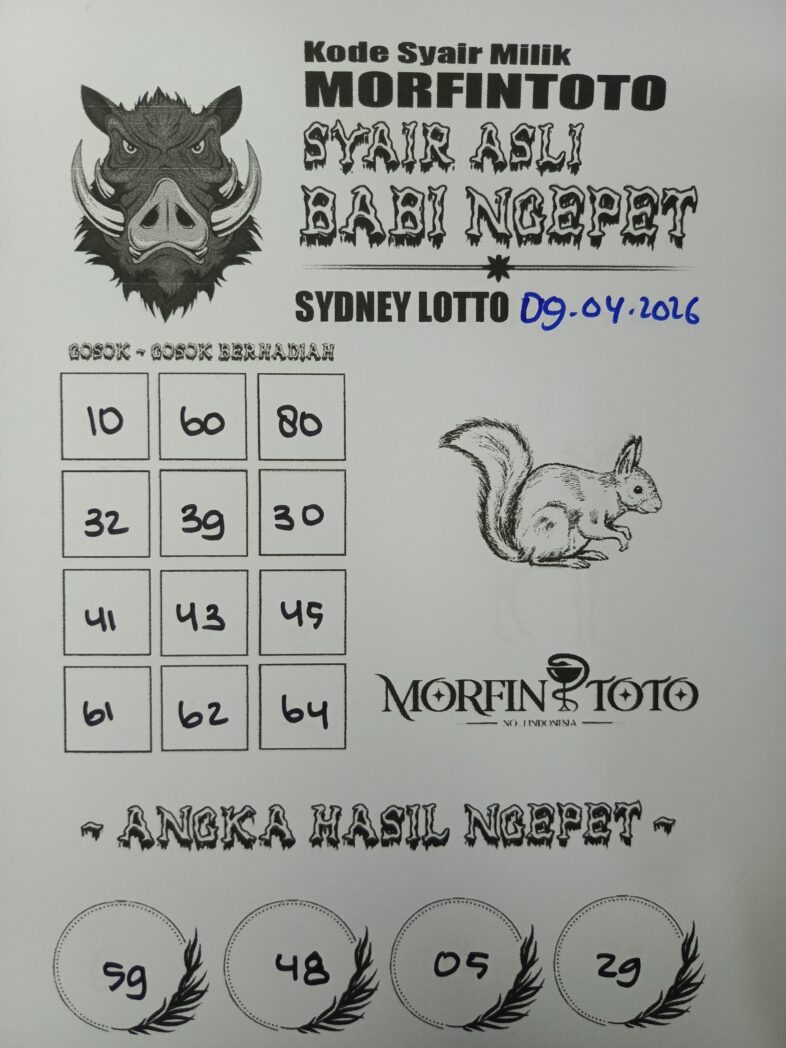 SYAIR TOGEL BABI NGEPET SYDNEY LOTTO 09 APRIL 2026