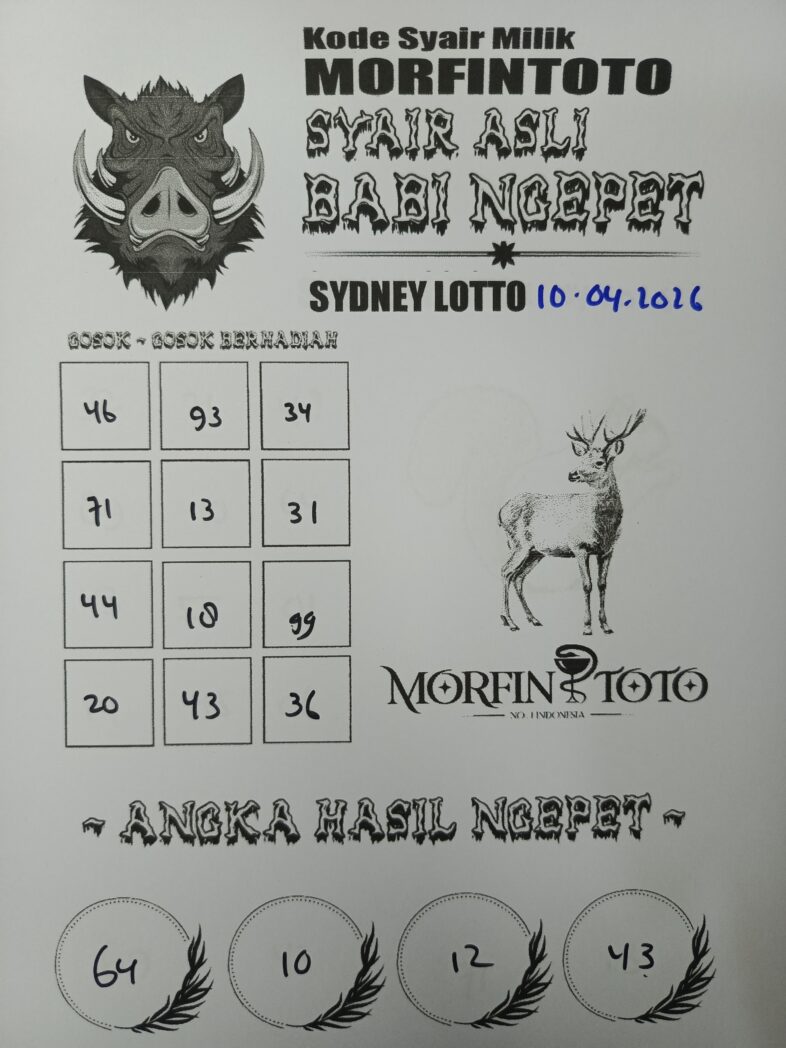 SYAIR TOGEL BABI NGEPET SYDNEY LOTTO 10 APRIL 2026