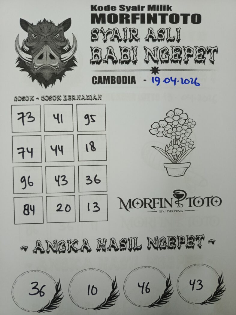 SYAIR TOGEL BABI NGEPET CAMBODIA 19 APRIL 2026