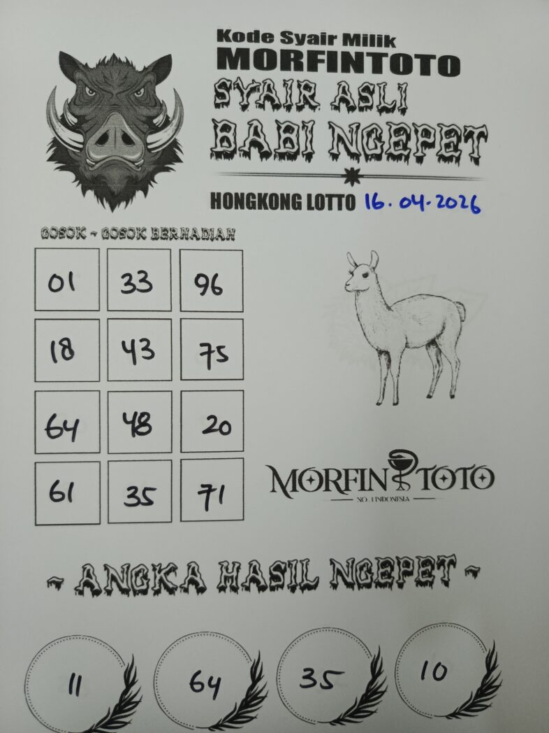 SYAIR TOGEL BABI NGEPET HONGKONG LOTTO 16 APRIL 2026