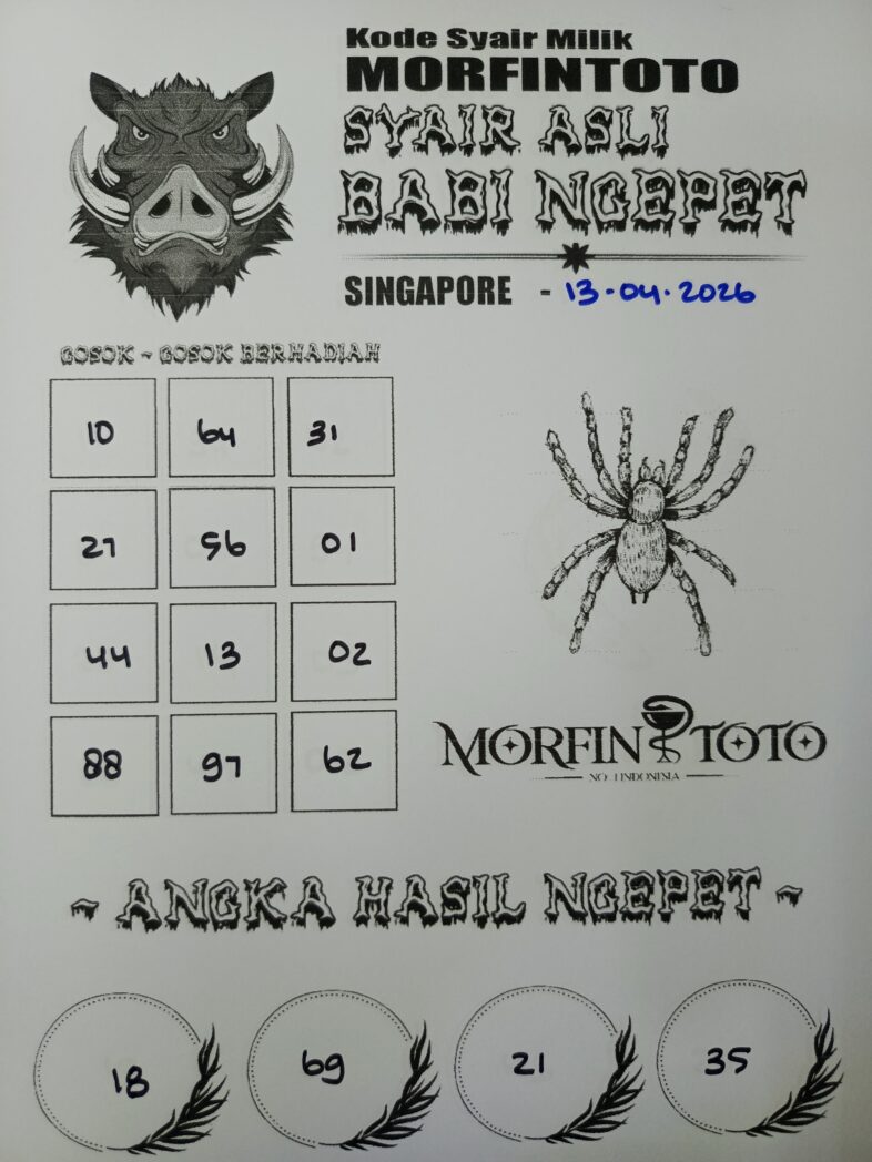 SYAIR TOGEL SINGAPORE BABI NGEPET 13 APRIL 2026
