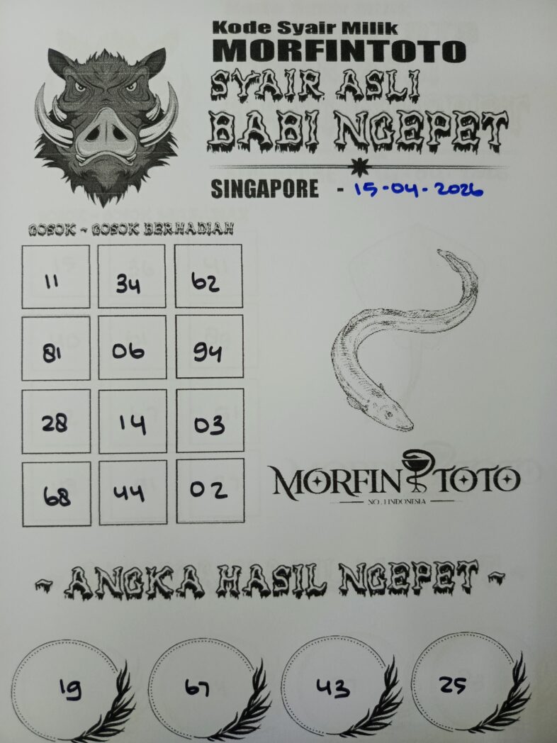 SYAIR TOGEL SINGAPORE BABI NGEPET 15 APRIL 2026