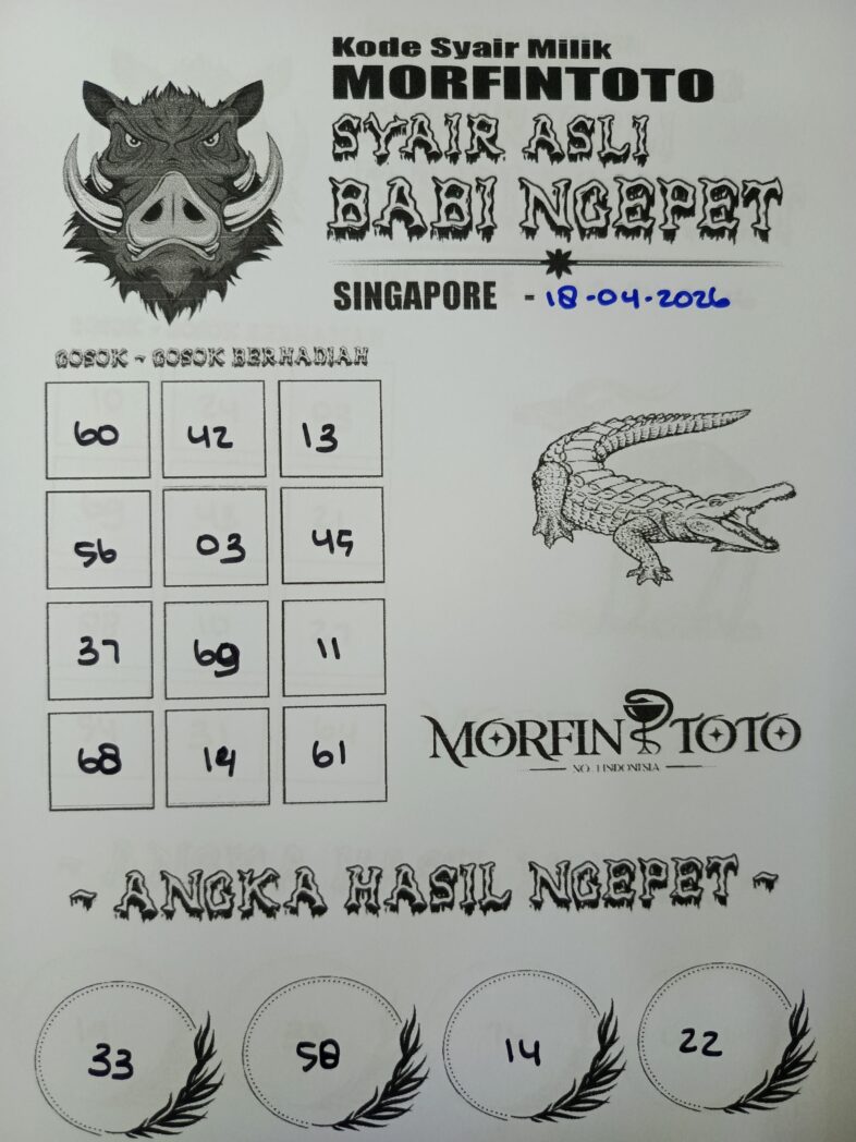 SYAIR TOGEL SINGAPORE BABI NGEPET 18 APRIL 2026