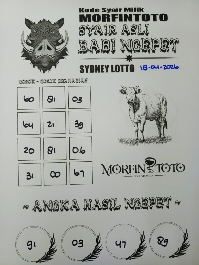 SYAIR TOGEL BABI NGEPET SYDNEY LOTTO 18 APRIL 2026