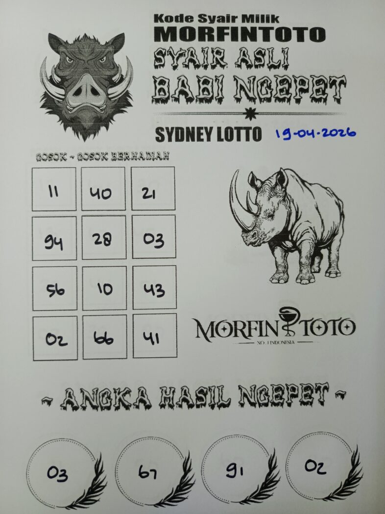 SYAIR TOGEL BABI NGEPET SYDNEY LOTTO 19 APRIL 2026