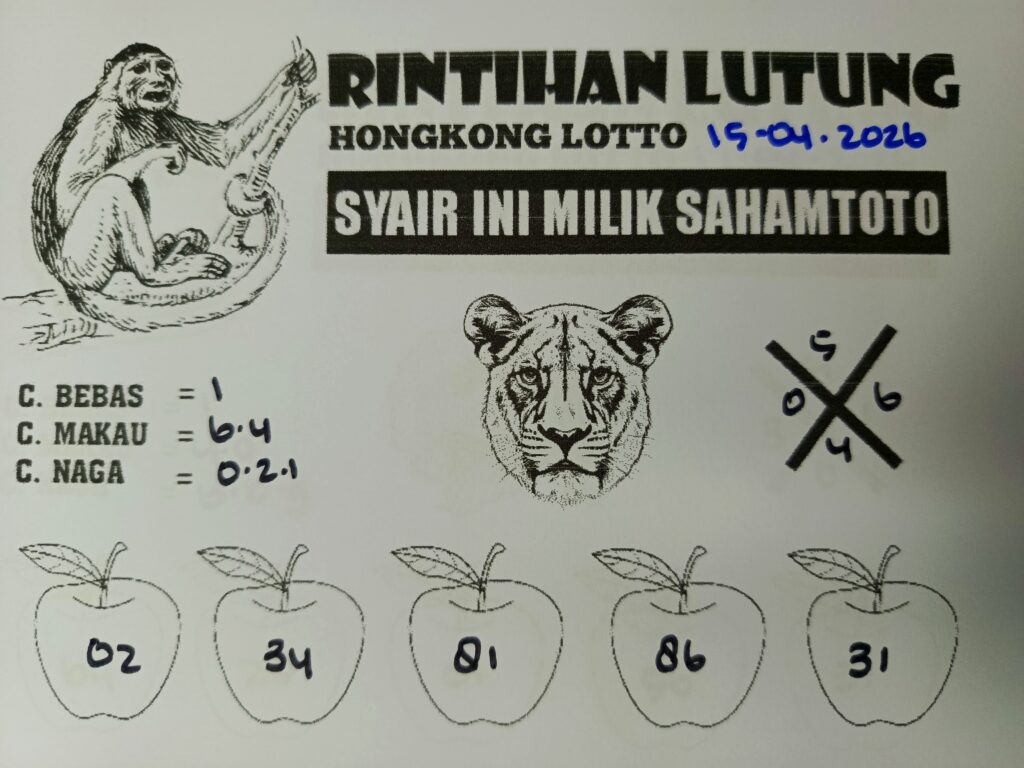 Syair Rintihan Lutung HONGKONG LOTTO Hari ini Rabu, 15 April 2026