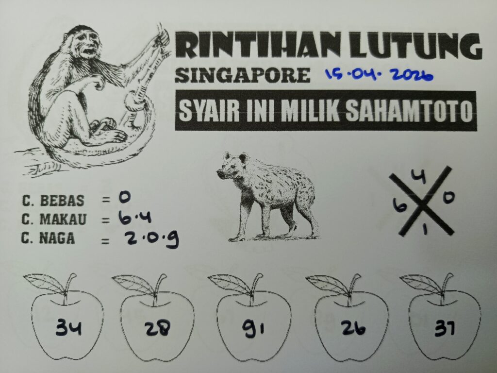 Syair Rintihan Lutung SINGAPORE POOLS Hari ini Rabu, 15 April 2026