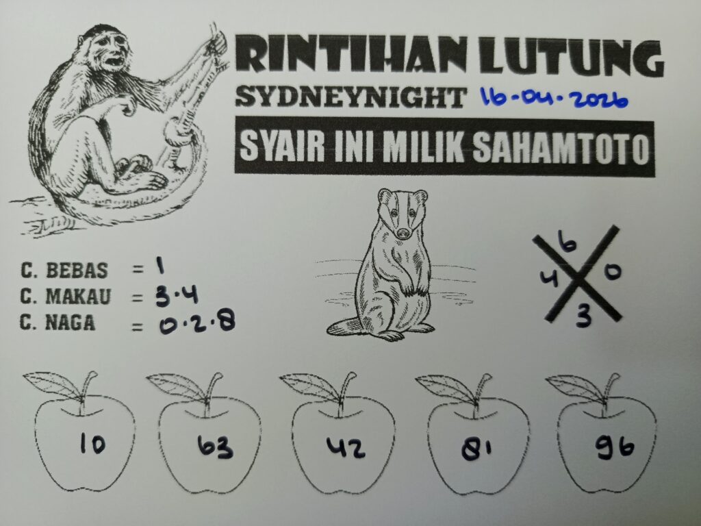 Syair Rintihan Lutung SydneyNight Hari ini Kamis, 16 April 2026