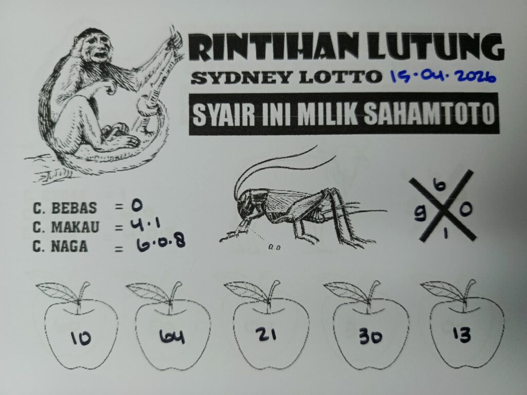 Syair Rintihan Lutung SYDNEY LOTTO Hari ini Rabu, 15 April 2026