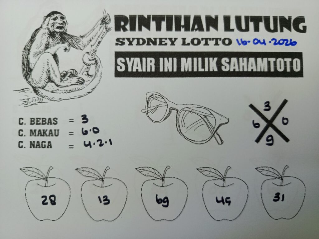 Syair Rintihan Lutung SYDNEY LOTTO Hari ini KAMIS 16 April 2026