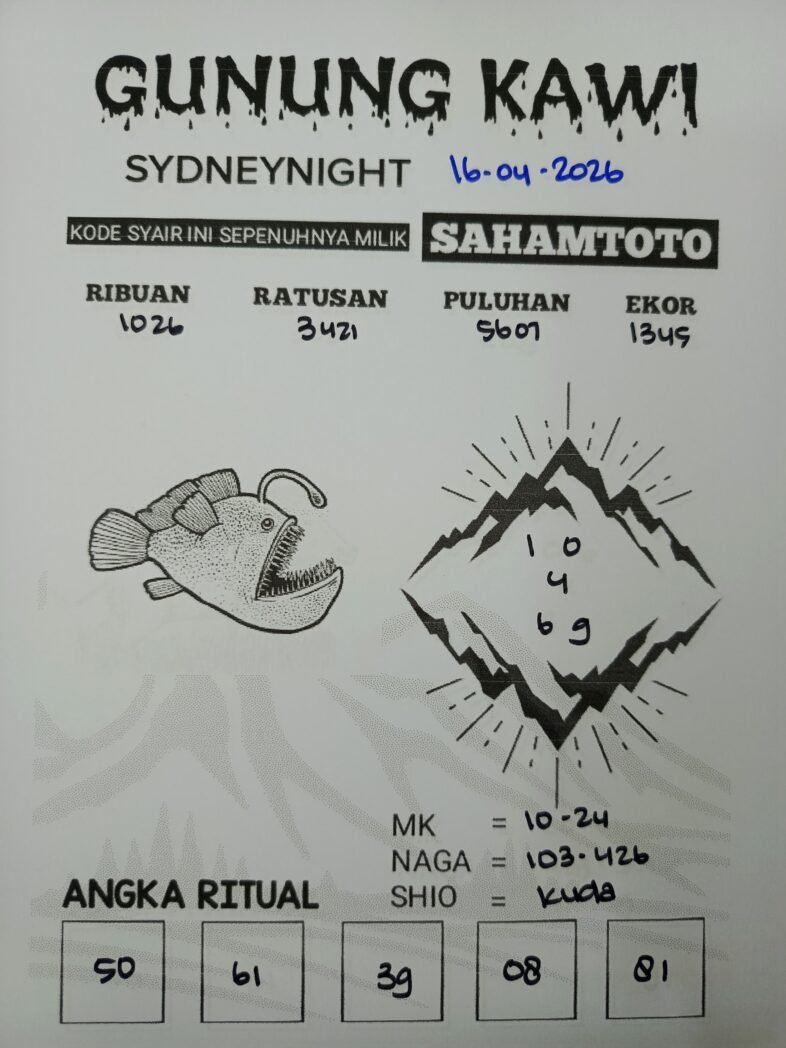 Syair Gunung Kawi SydneyNight Hari ini Kamis, 16 April 2026