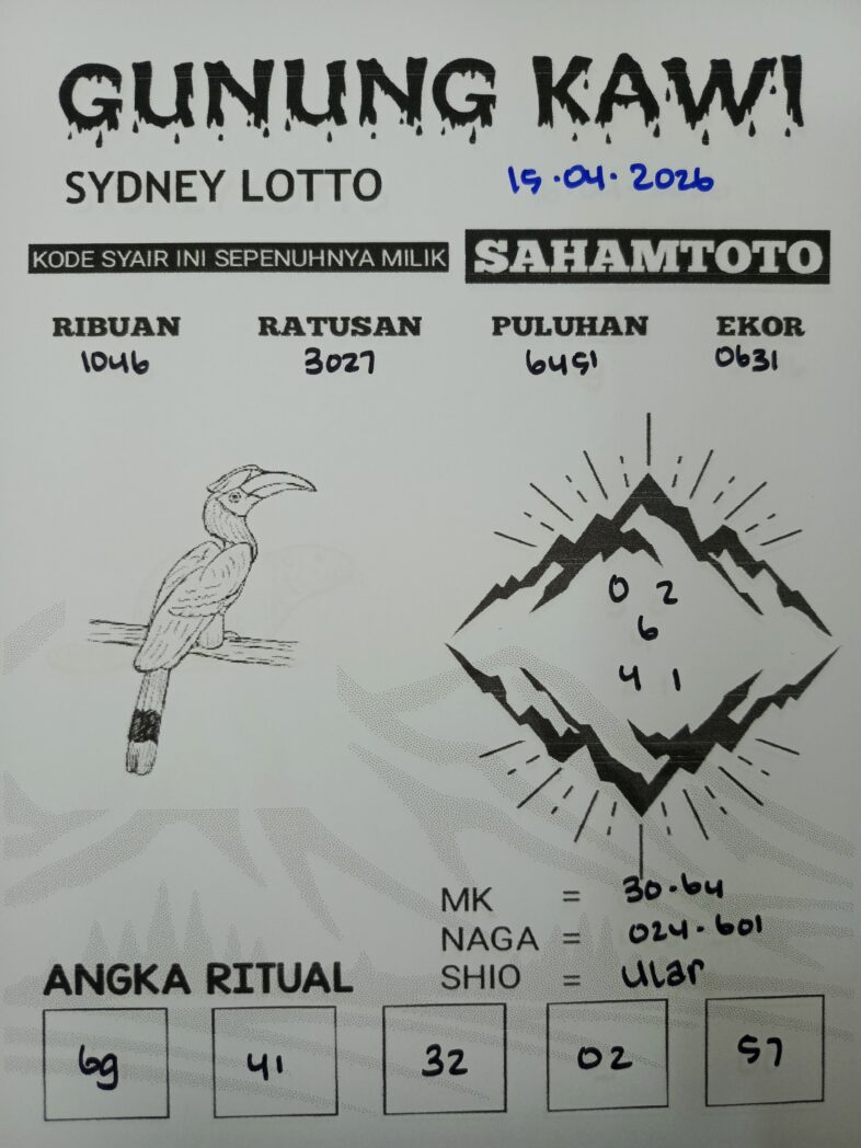 Syair Gunung Kawi SYDNEY LOTTO Hari ini Rabu, 15 April 2026