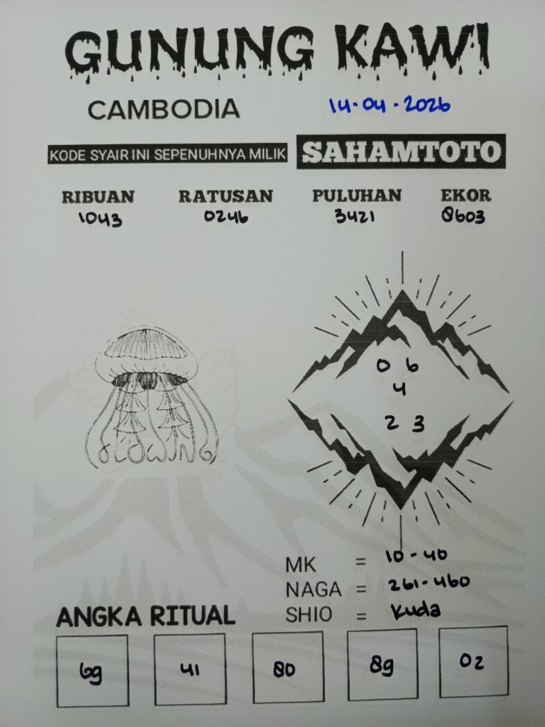 Syair Gunung Kawi CAMBODIA Pools Hari ini SELASA 14 April 2026