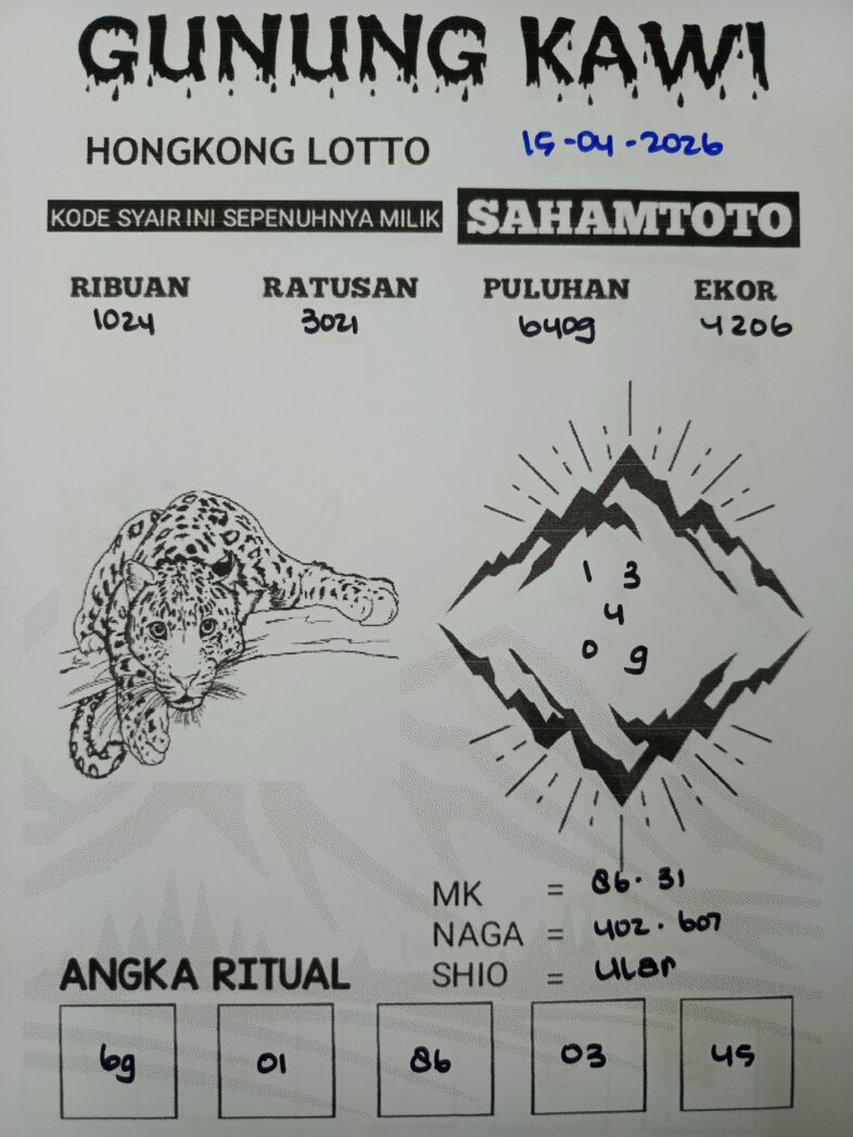 Syair Gunung Kawi HONGKONG LOTTO Hari ini Rabu, 15 April 2026