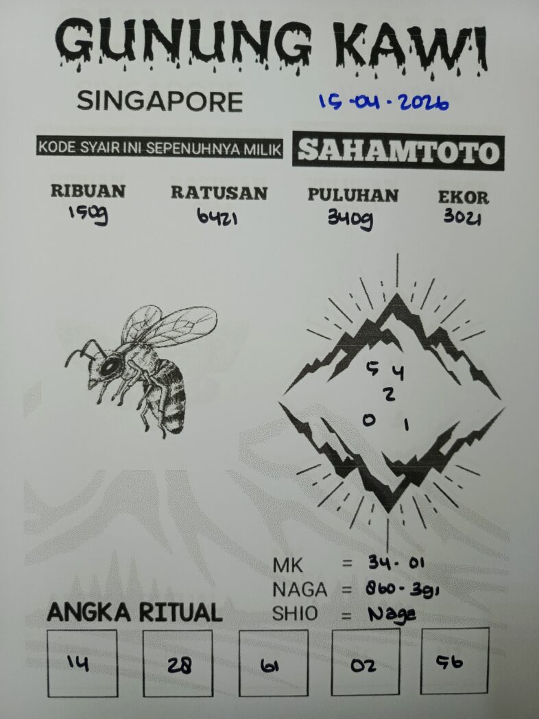Syair Gunung Kawi SINGAPORE POOLS Hari ini Rabu, 15 April 2026