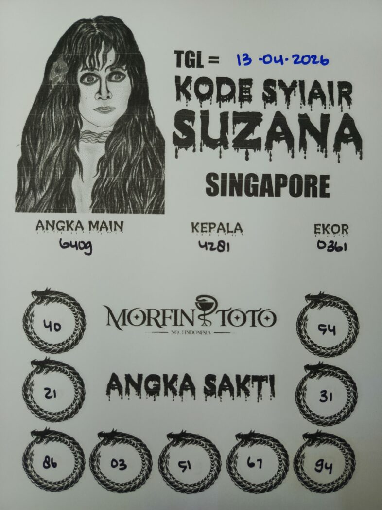 SYAIR TOGEL SINGAPORE SUZANA  13 APRIL 2026