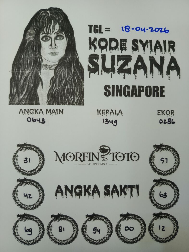 SYAIR TOGEL SINGAPORE SUZANA  18 APRIL 2026