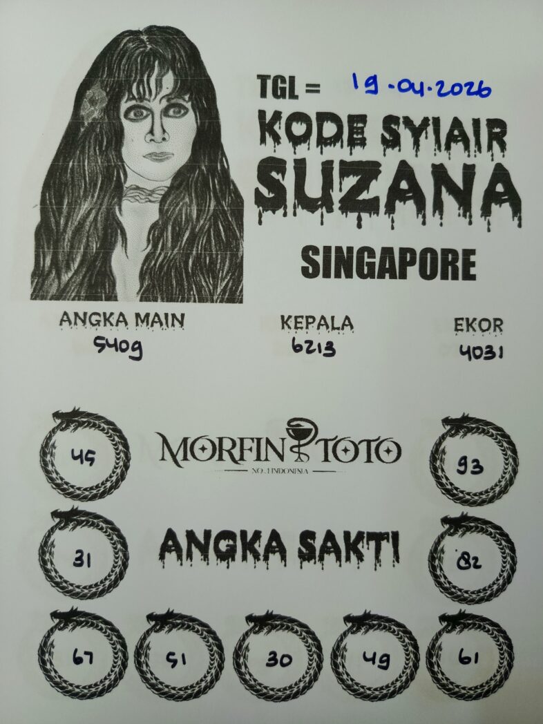 SYAIR TOGEL SINGAPORE SUZANA  19 APRIL 2026