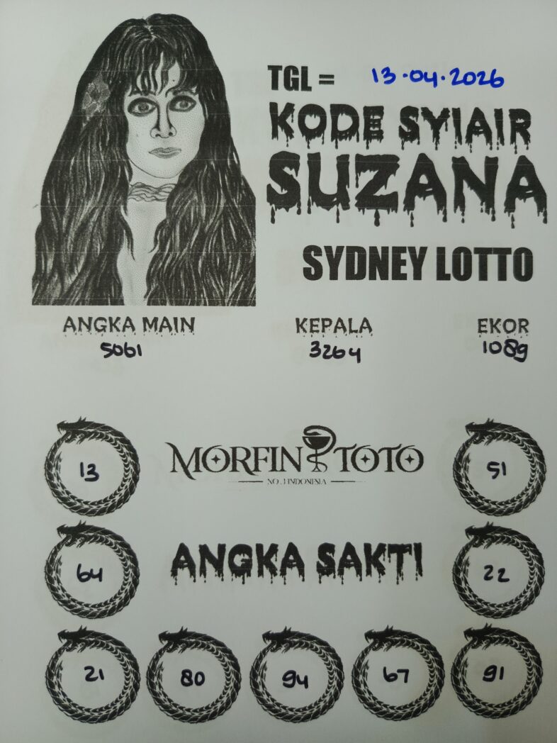 SYAIR TOGEL SUZANA SYDNEY LOTTO 13 APRIL 2026