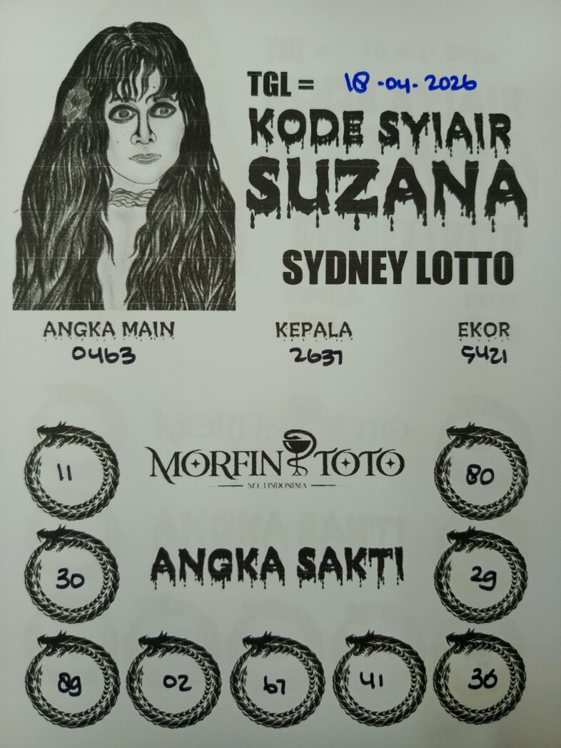 SYAIR TOGEL SUZANA SYDNEY LOTTO 18 APRIL 2026