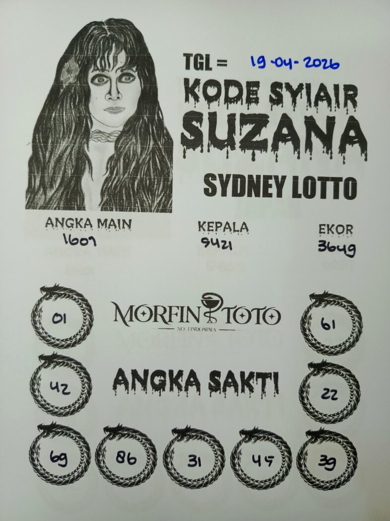 SYAIR TOGEL SUZANA SYDNEY LOTTO 19 APRIL 2026