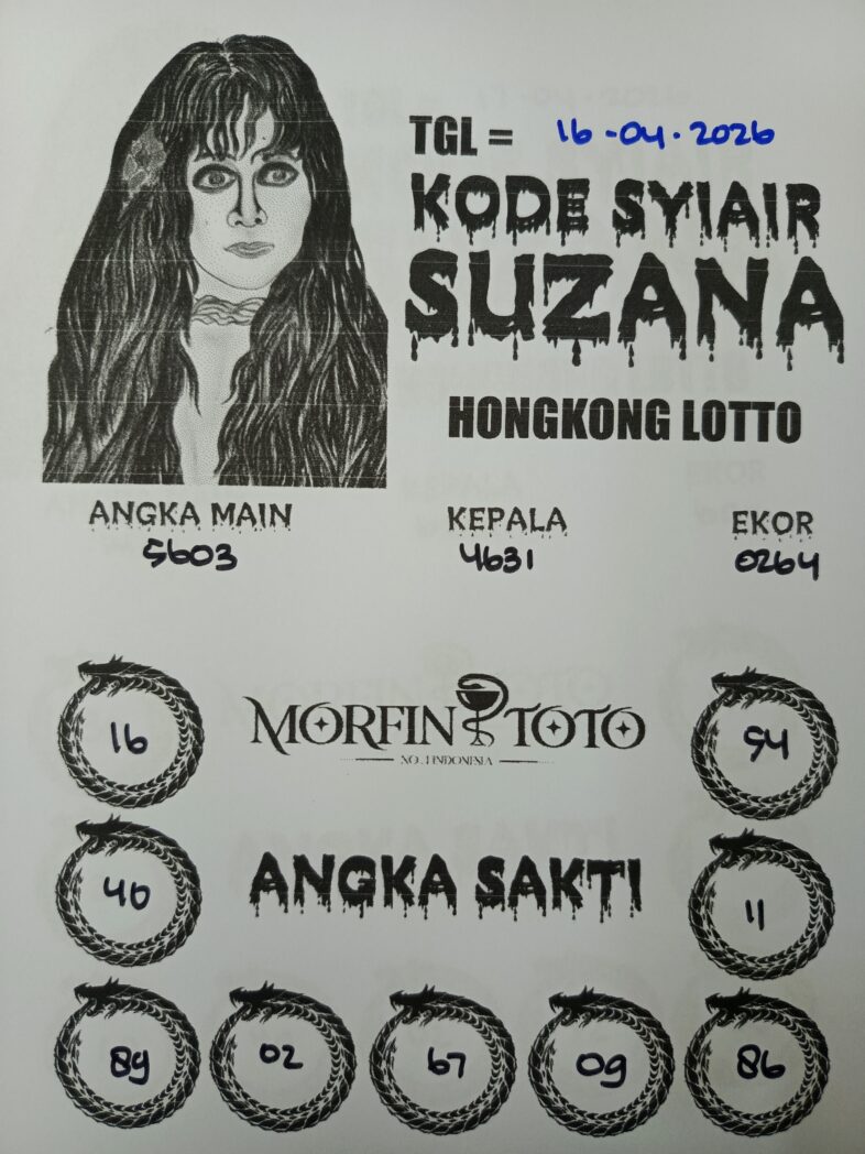SYAIR TOGEL SUZANA  HONGKONG LOTTO 16 APRIL 2026