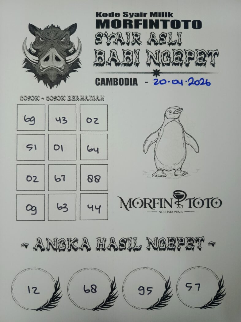 SYAIR TOGEL BABI NGEPET CAMBODIA 20 APRIL 2026