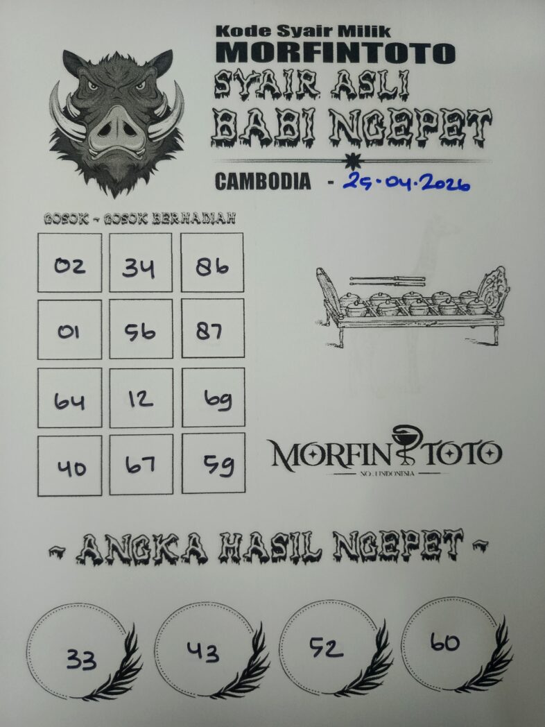 SYAIR TOGEL BABI NGEPET CAMBODIA 25 APRIL 2026
