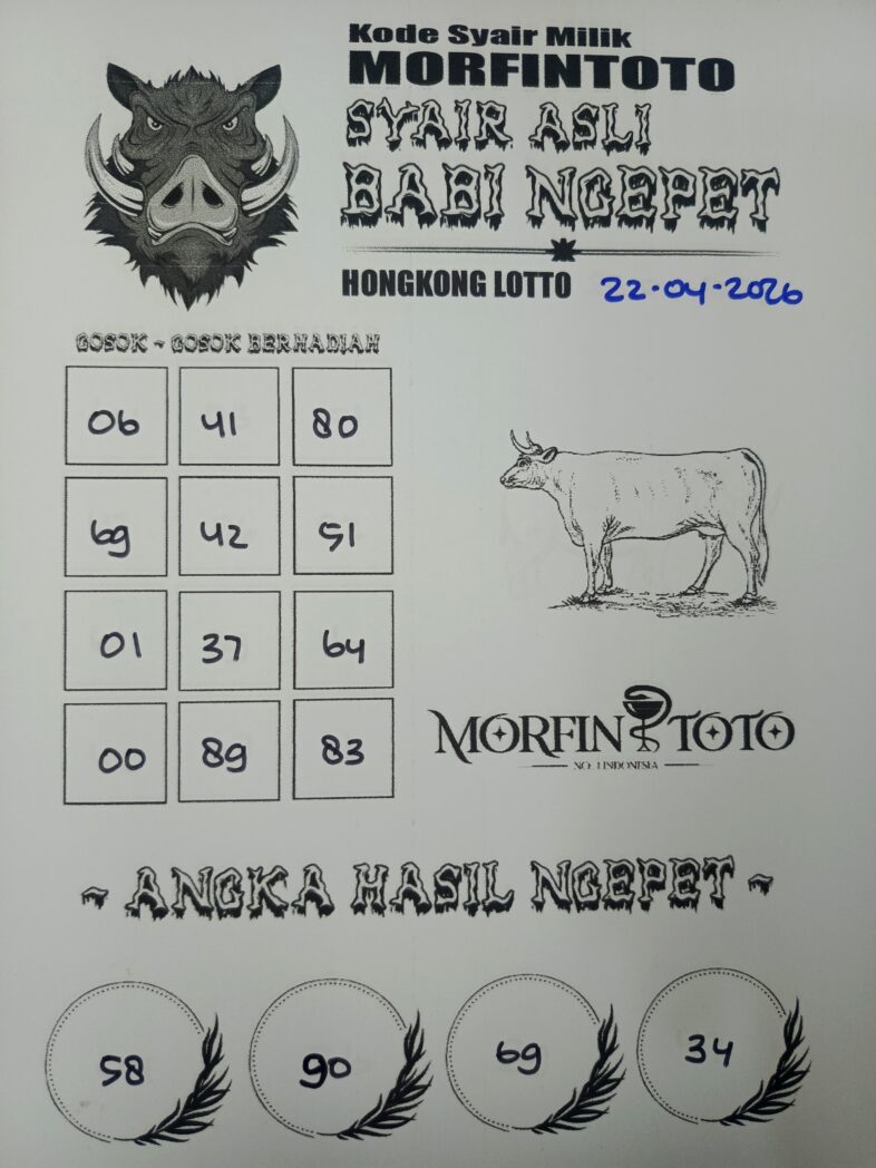 SYAIR TOGEL BABI NGEPET HONGKONG LOTTO 22 APRIL 2226