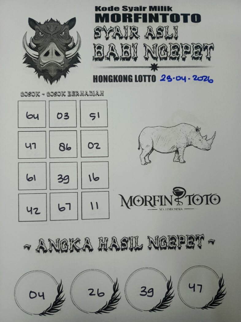 SYAIR TOGEL BABI NGEPET HONGKONG LOTTO 23 APRIL 2026