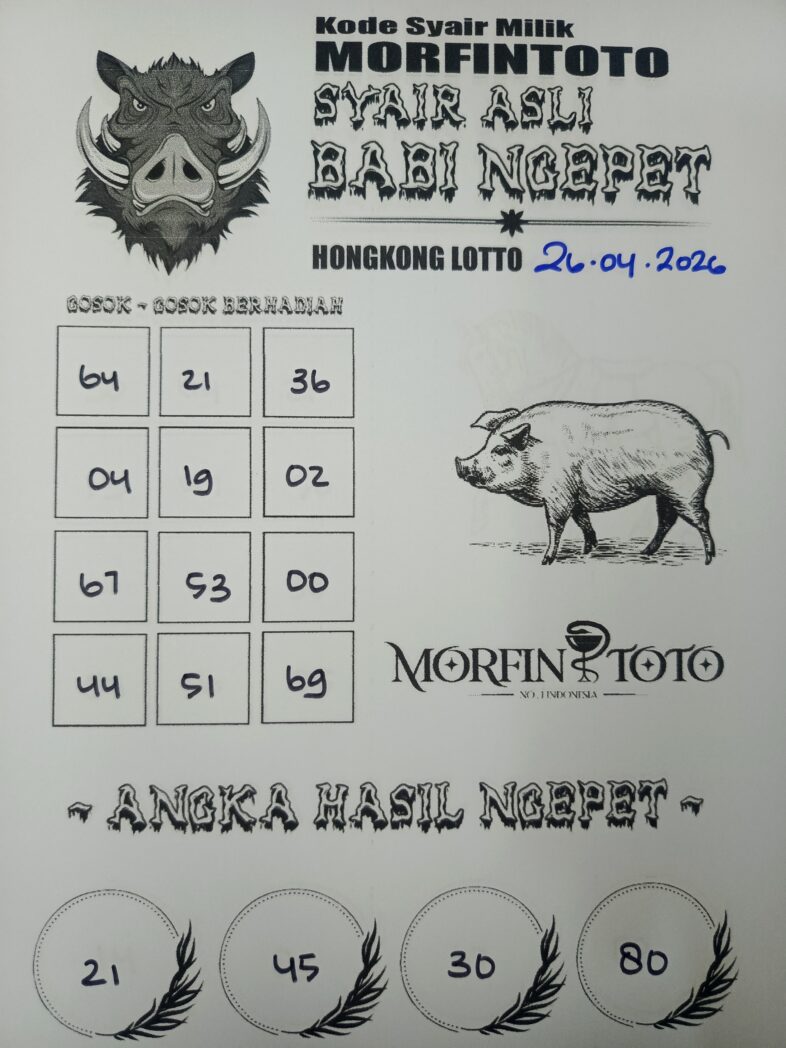 SYAIR TOGEL BABI NGEPET HONGKONG LOTTO 26 APRIL 2026