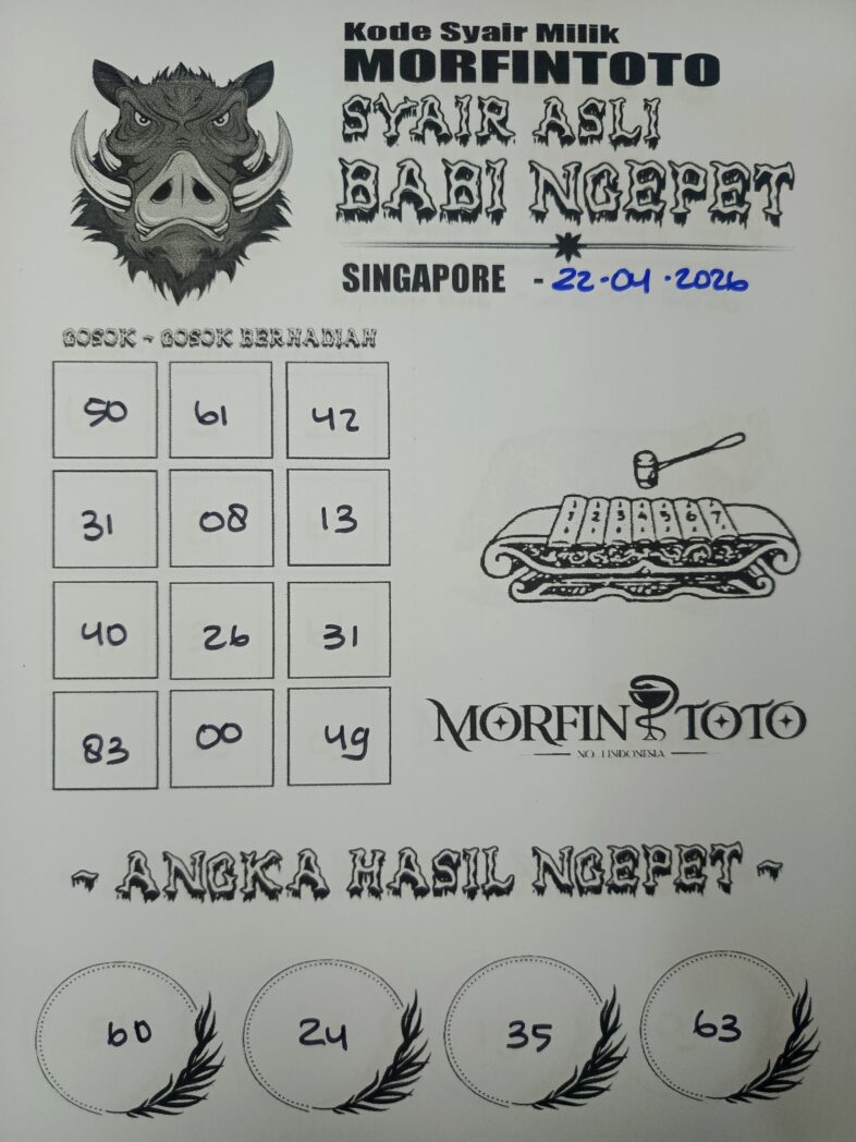 SYAIR TOGEL SINGAPORE BABI NGEPET 22 APRIL 2226