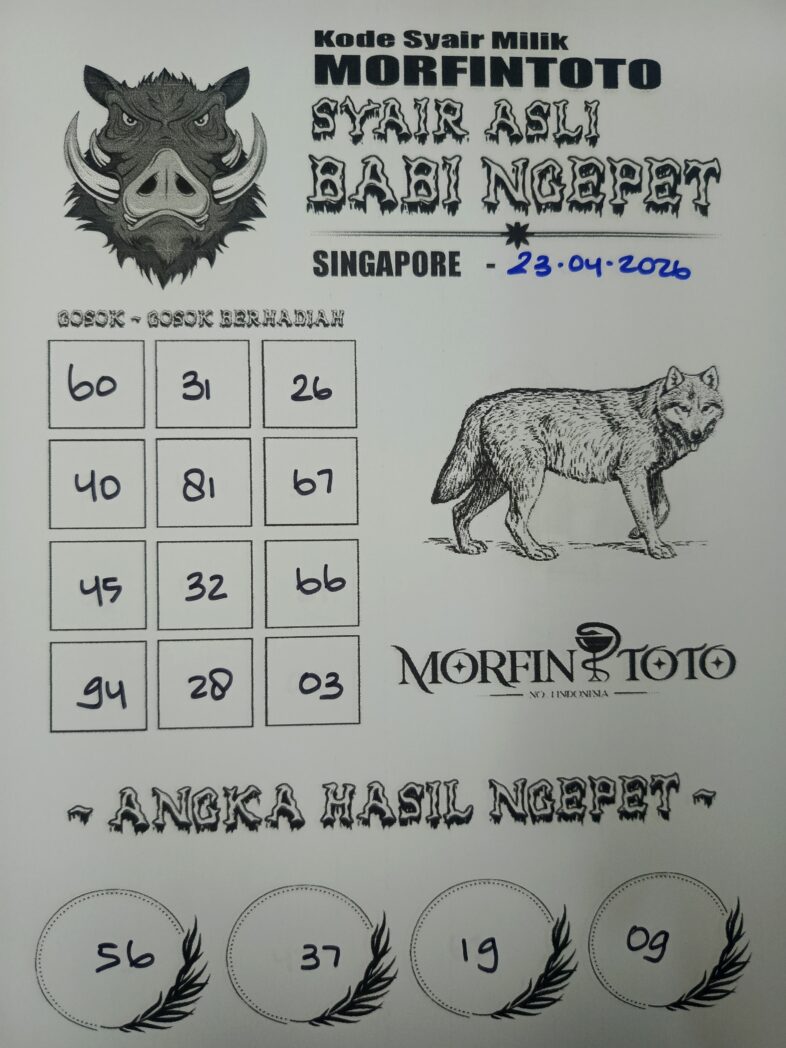 SYAIR TOGEL SINGAPORE BABI NGEPET 23 APRIL 2026