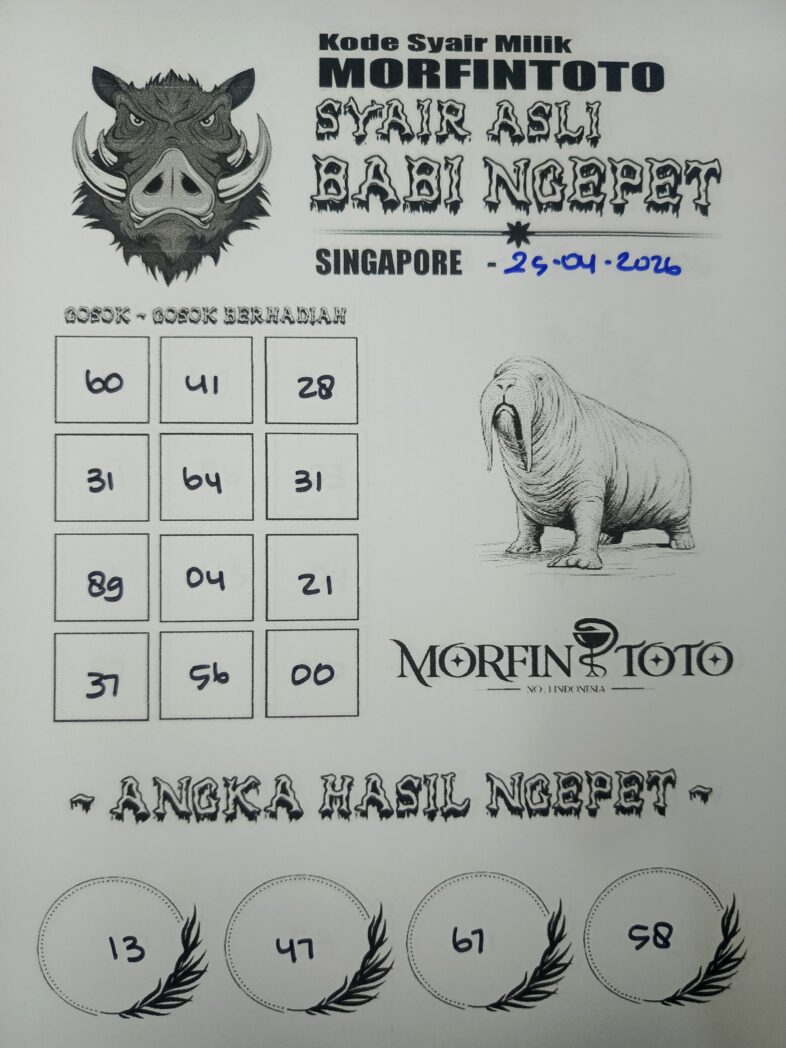 SYAIR TOGEL SINGAPORE BABI NGEPET 25 APRIL 2026