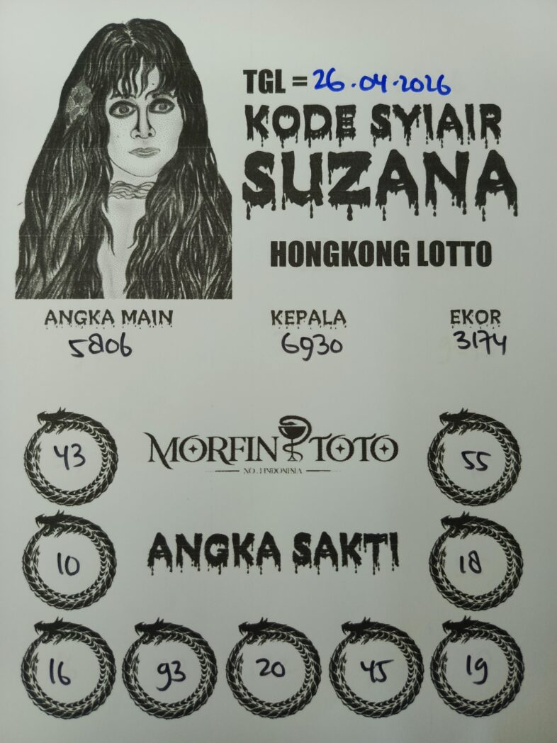 SYAIR TOGEL SUZANA  HONGKONG LOTTO 26 APRIL 2026