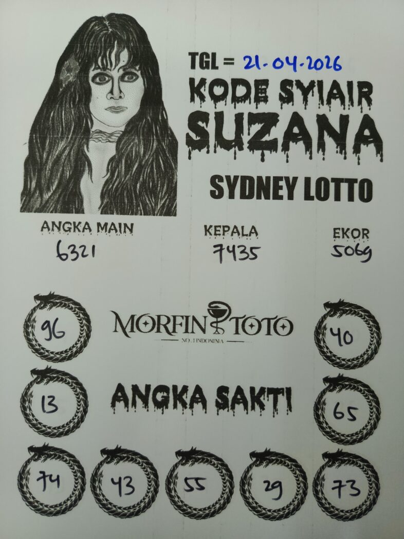 SYAIR TOGEL SUZANA SYDNEY LOTTO 21 APRIL 2126