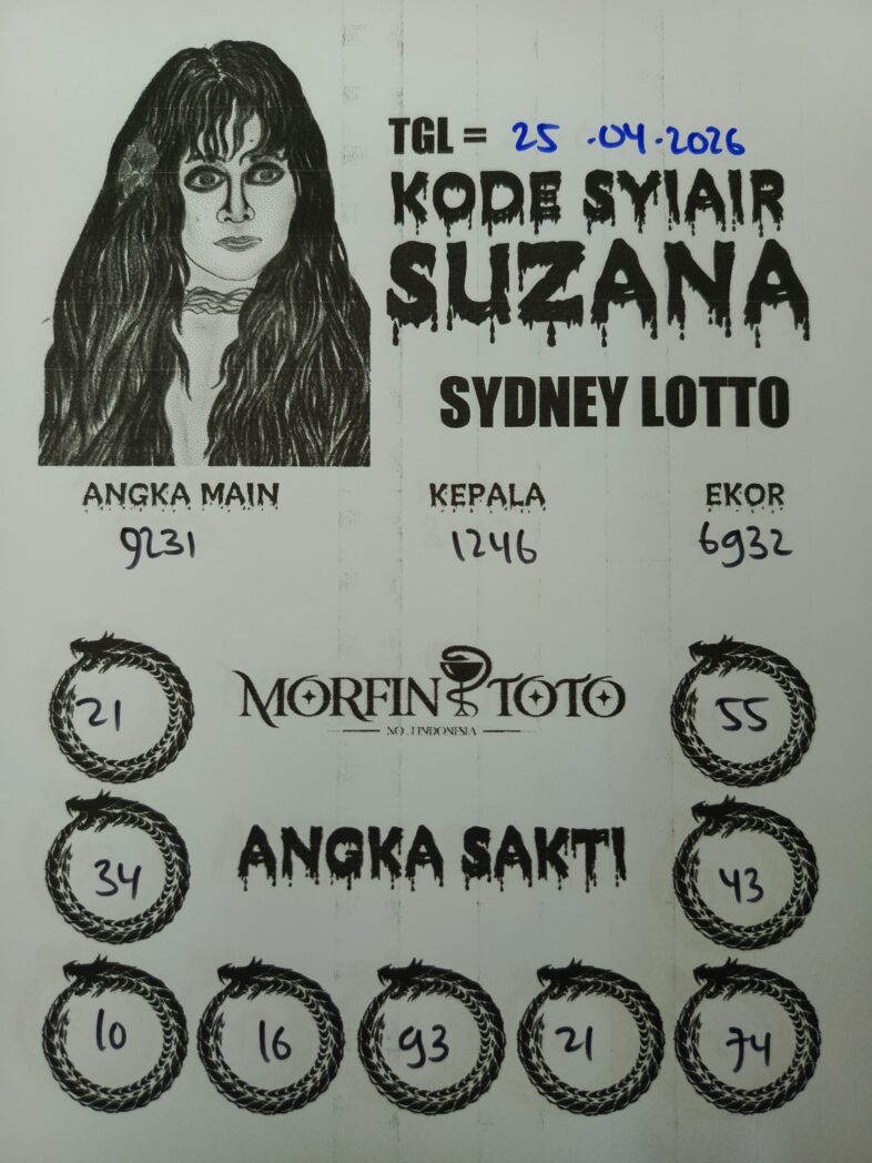 SYAIR TOGEL SUZANA SYDNEY LOTTO 25 APRIL 2026