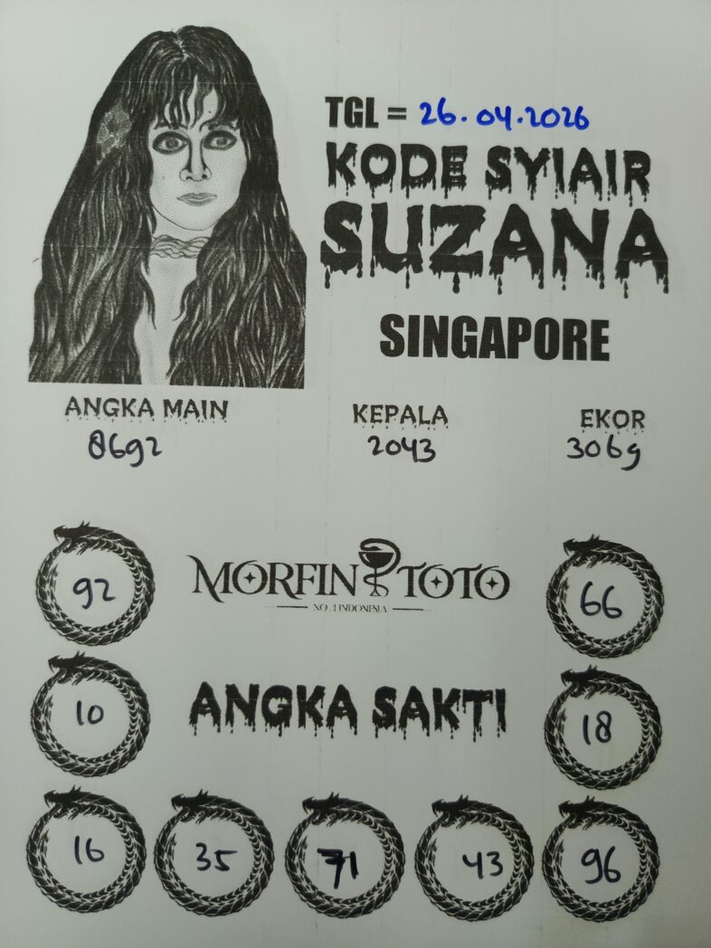 SYAIR TOGEL SINGAPORE SUZANA  26 APRIL 2026