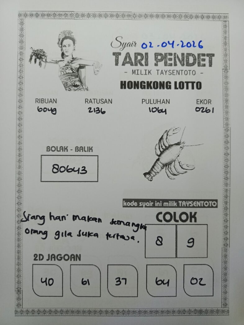 Syair Tari Pendet HK Hari Kamis, 02 April 2026