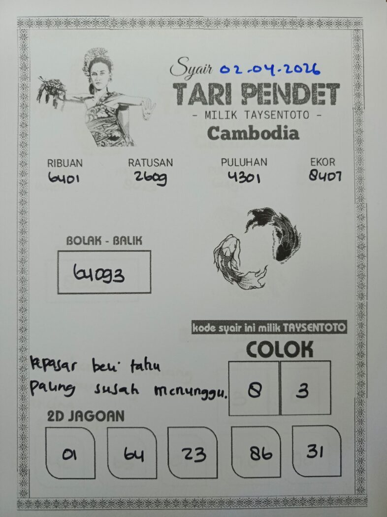 Syair Tari Pendet Cambodia Hari Ini Kamis, 02 April 2026