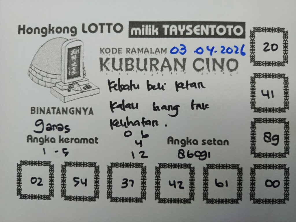 Syair Kuburan Cino HK Hari Jumat, 03 April 2026