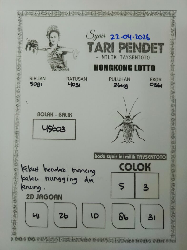 Syair Tari Pendet HK Hari Rabu, 22 April 2026