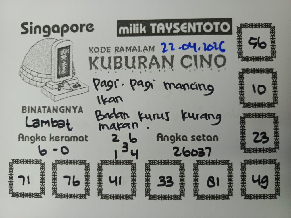 Syair Kuburan Cino SGP Hari ini Rabu, 22 April 2026