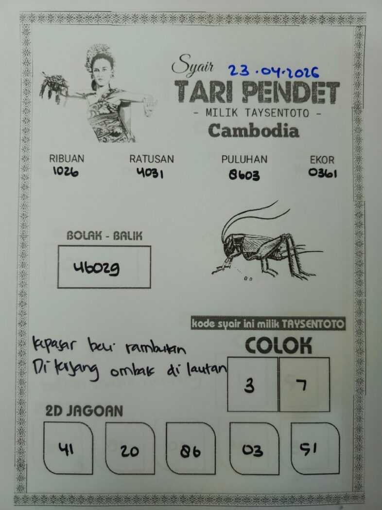 Syair Tari Pendet Cambodia Hari Ini Kamis, 23 April 2026