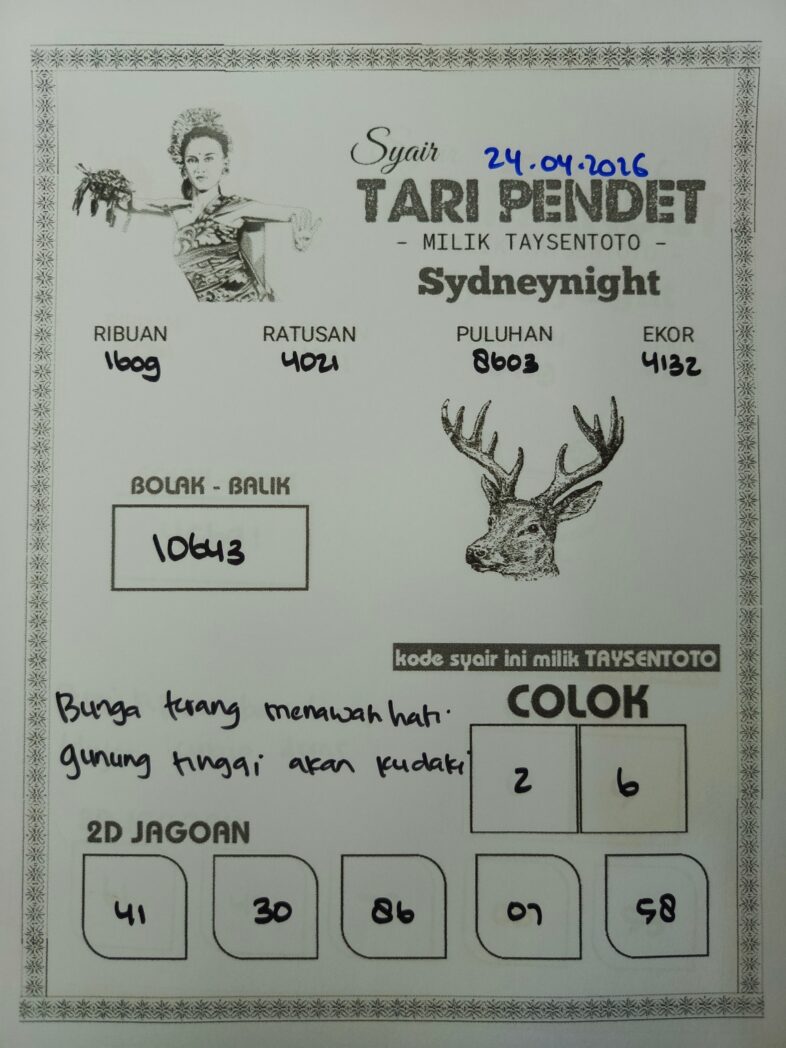 Syair Kuburan Cino SydneyNight Hari ini Jumat, 24 April 2026