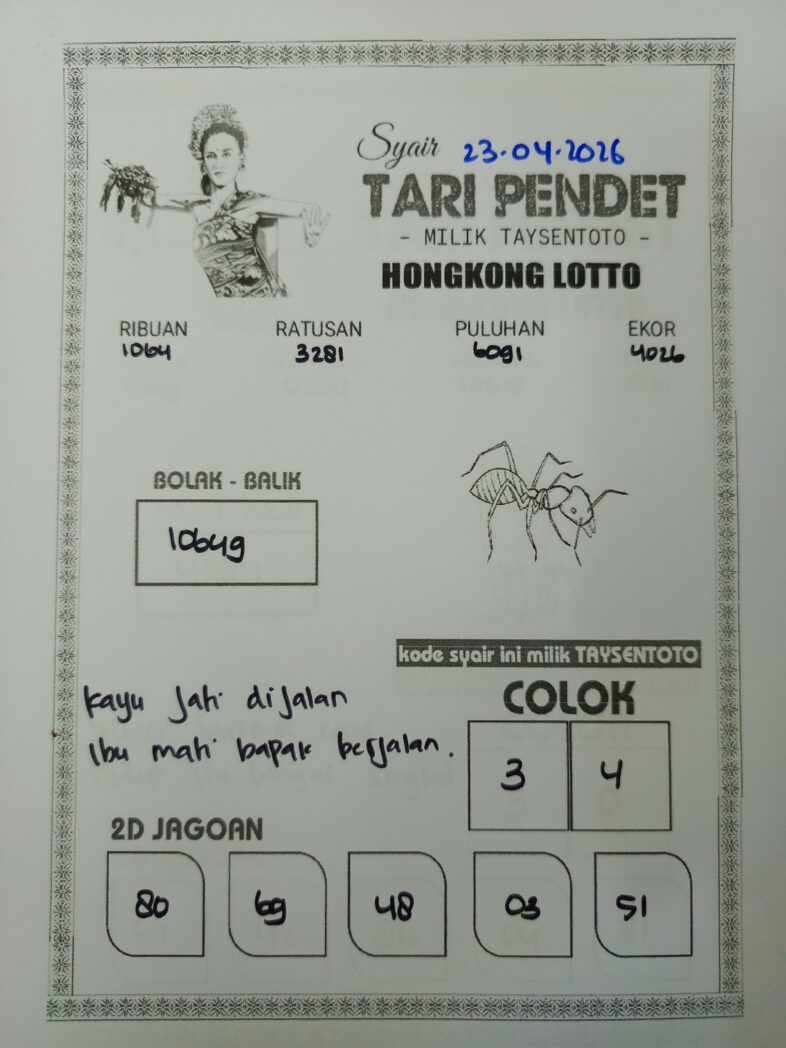 Syair Tari Pendet HK Hari Kamis, 23 April 2026