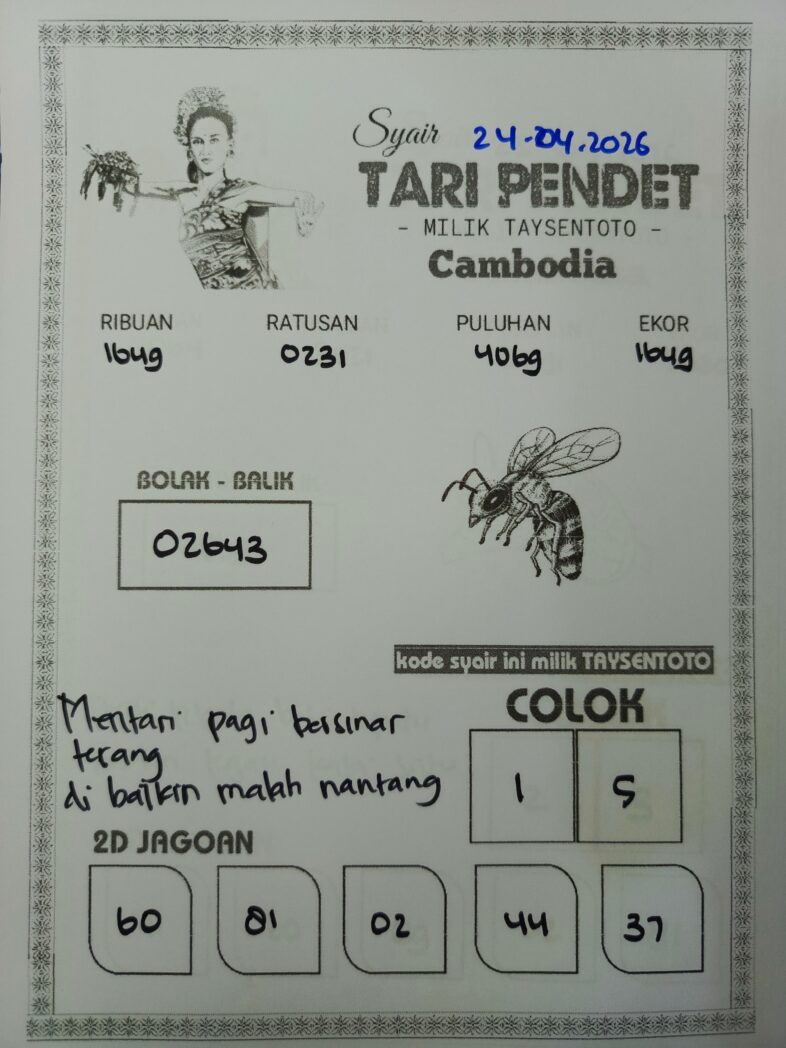 Syair Tari Pendet Cambodia Hari Ini Jumat, 24 April 2026