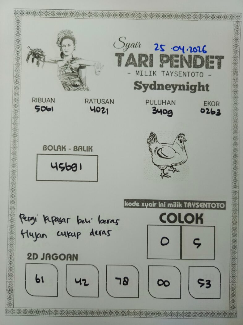 Syair Kuburan Cino SydneyNight Hari ini Sabtu, 25 April 2026