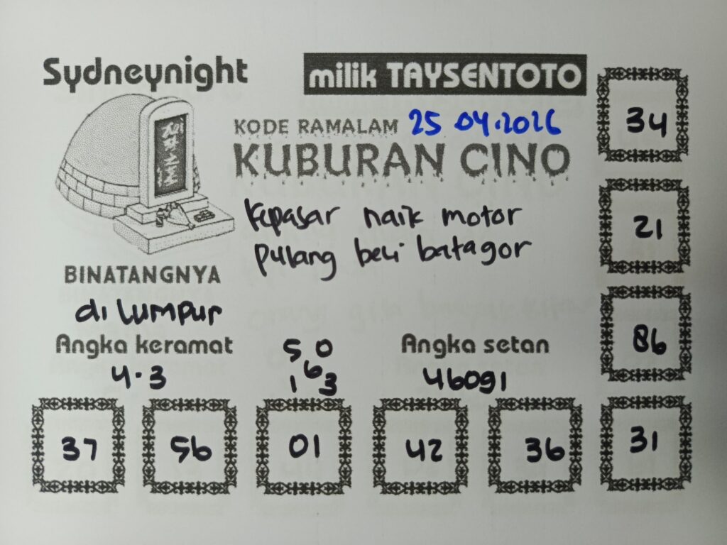 Syair Kuburan Cino SydneyNight Hari ini Sabtu, 25 April 2026