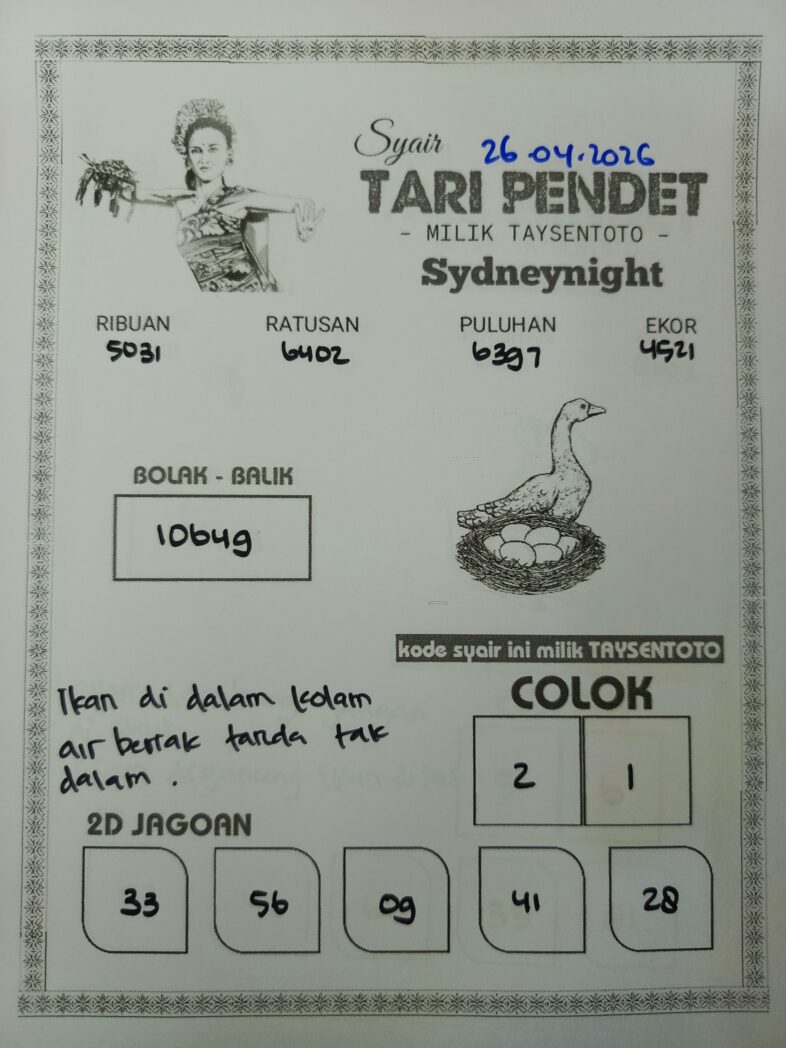 Syair Kuburan Cino SydneyNight Hari ini Minggu, 26 April 2026